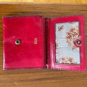Small Pink Leather Bi-Fold Hobo Wallet
